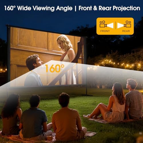 Outdoor Projector Screen with Stand, 120 inch Portable Projection kit 16:9 4K HD Wrinkle-Free Indoor Outdoor Movie Screen with Carry Bag for Home Theater and Backyard Movie Night - Image 5