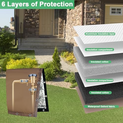 Backflow Preventer Insulated Cover (5˚F) Thick 6-Layer Fabric Pipe Insulation Cover (UV Coated) Winter Freeze Protection,for Water Well Pump Covers and Sprinkler Valve Covers (30" W X 26" H) - Image 2