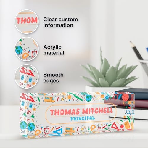 Personalized Name Plate for Desk, Custom Desk Name Plate, Acrylic Name Plate Office Desk Accessories, Personalized Office Gifts for Coworkers Teachers, Employee Appreciation Gifts (Teacher's Day) - Image 3