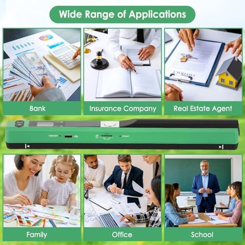 Portable Handheld Scanner A4, 900 DPI Document & Photo Scanner Green, JPEG/PDF, Mobile Book Card Scanner with 16GB TF Card, USB Transfer, Compact Portable Scanner for Documents Photos Receipts - Image 6