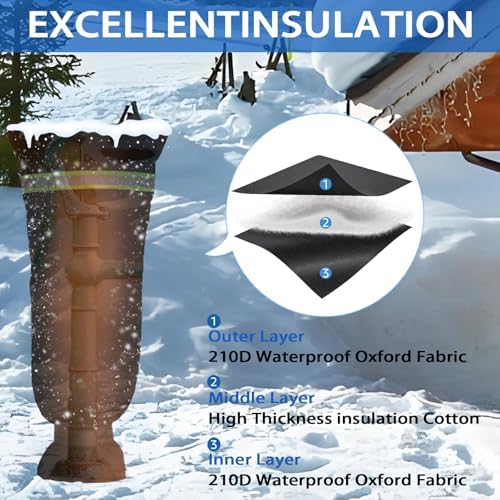Outdoor Faucet Covers for Winter with Reflective Strips,Velcro Thickened Anti-Freeze Outdoor Tap Cover,Reusable Spigot Cover for Winter Freeze Protection Anti-Rust（17.7 * 7.1inch） 1pcs - Image 2