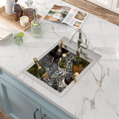 14"x19" Bar Prep Sink Drop In Workstation with Faucet Combo - Image 2