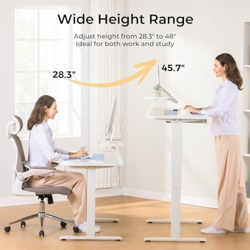COMHOMA Electric Standing Desk with Drawers, 55 x 24 Inch Sit Stand up Desk with Monitor Stand, Laptop Stand, Height Adjustable Ergonomic Home Office Computer Desks with Memory Preset Controller - Image 4