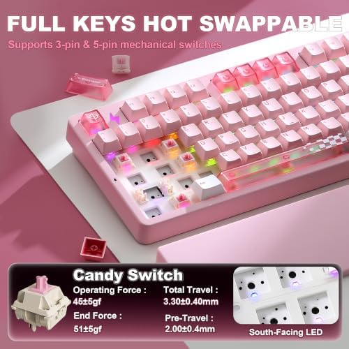 YUNZII AL98 PRO Aluminum Wireless Mechanical Keyboard(Pink,Candy Switch) - Image 4