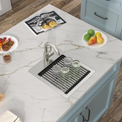 13"x15" Bar Prep Sink Drop In Workstation with Faucet Combo - Image 4