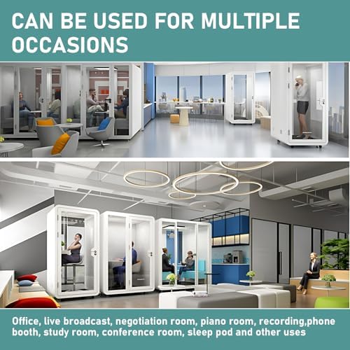 Office Sound Booth with Audio Privacy - Soundproof Proof Booth Includes Superimposed Interior Design,Sound Room Include Socket,Fans,Light&Small Table for Study (Blue, 42IN) - Image 7