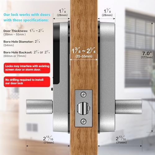 Fingerprint Smart Door Lock with Handle & Keypad – No More Lost Keys, Keyless Entry & Remote Access for Home, Kids, Airbnb & Rental Property, DIY Install, Alexa & Google Compatible - Image 6