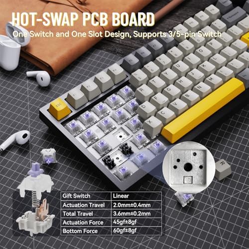 ATTACK SHARK X820 Ultra Wireless Mechanical Keyboard with TFT Smart Display&Knob,75% Bluetooth/2.4GHz/USB-C Wired Gaming Keyboard,Gasket-Mounted Linear Switch with Coiled Cable,for Win/Mac-Gray - Image 4
