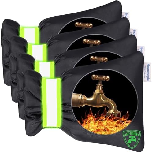 Outdoor Faucet Covers for Winter - 4 Pack Pro 6.7" W x 8.3" H Outdoor Water Faucet Cover Socks for Winter Freeze Protection Pipe Insulation Reusable Waterproof Insulated Spigot backflow Cover,Black by Hometopia