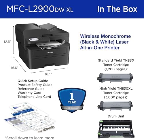 Brother MFC-L2900DW XL Wireless Compact Monochrome All-in-One Laser Printer with Duplex Copy & Scan, Fax, Black & White | Up to 4,200 Pages of Toner Included(1), Amazon Dash Replenishment Ready - Image 7