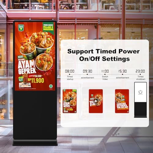 37 inch Indoor Digital Signage Touchscreen IPS Floor Standing Digital Kiosks Interactive Displays with WiFi HDMI/USB Input Auto AD Player, Android OS Black - Image 6