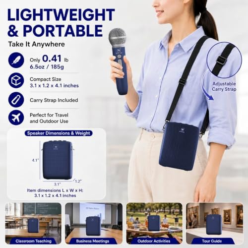 WinBridge Voice Amplifier with Wireless Mic for Teachers Blue WB009 - Image 7