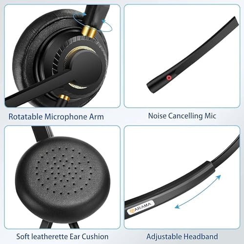 Arama USB Headset with Microphone for PC, Computer Laptop Headphones with Noise Cancelling Mic & Audio Controls for Home Office Business Skype UC Webinar Zoom - Image 4
