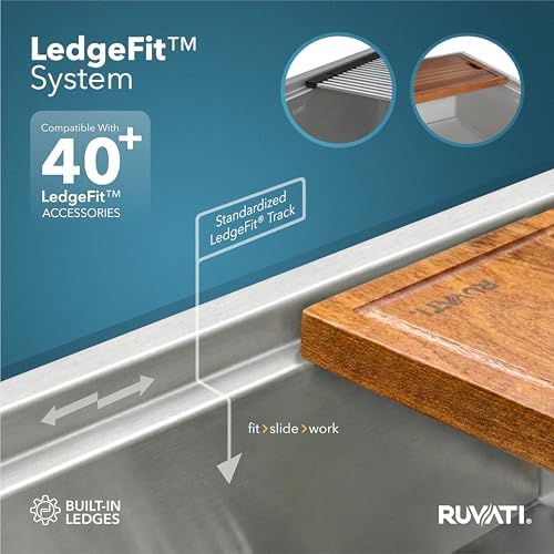 Ruvati 33-in 16-Gauge 50/50 Undermount Workstation Kitchen Sink - RVH8350 - Image 4