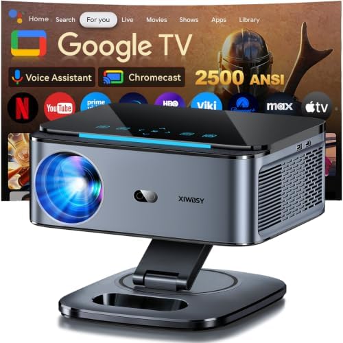 Google TV Smart Projector 4K, 2500 ANSI Projector With WiFi and Bluetooth by XIWBSYHOMEPROJECTOR