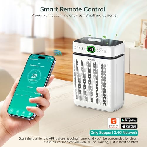 Air Purifiers for Home Large Room Up to 3500 Sq Ft with Washable Filters,Double-Sided HEPA with PM 2.5 Display Air Quality Sensor,Smart WiFi APP,Air Cleaner for Pets,Hair,Dust,Smoke,Dorm room,Office - Image 3