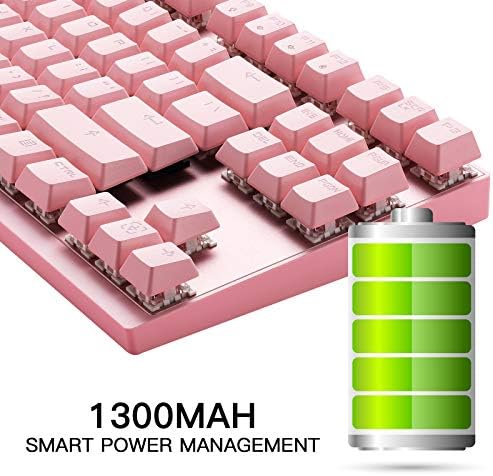 MOTOSPEED 2.4GHz Wireless/Wired Mechanical Gaming Keyboard White Backlit/Durable Battery,Type-C Gaming/Typist Keyboard for Mac/PC/Laptop(Pink, 87 Key Red Switches) - Image 6