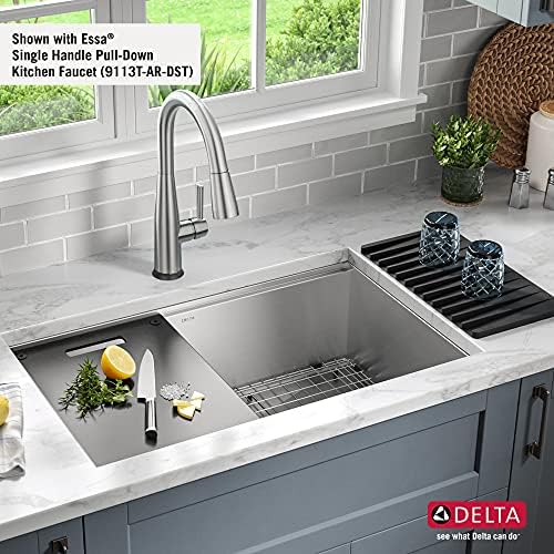 DELTA FAUCET Rivet 30-Inch Workstation Kitchen Sink Undermount 16 Gauge Stainless Steel Single Bowl with WorkFlow Ledge and Chef’s Kit of 6 Accessories, 95B931-30S-SS - Image 5