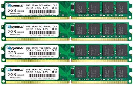 8GB Kit (4x2GB) DDR2 800Mhz Udimm RAM, Royemai DDR2-800U PC2-6400 2GB 1.8V CL6 240-pin 2Rx8 Non-ECC Unbuffered Desktop Computer RAM Memory Modules - Image 4