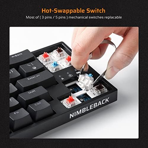 LTC NB681 Nimbleback Wired 65% Mechanical Keyboard, RGB Backlit Ultra-Compact 68 Keys Gaming Keyboard with Hot-Swappable Switch and Stand-Alone Arrow/Control Keys (Hot Swappable Red Switch, Black) - Image 4