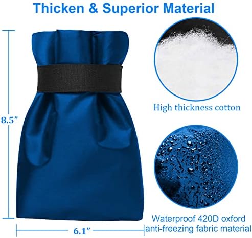 Outdoor Faucet Covers for Winter Freeze Protection, Upgraded Thicken 8.5" H x 6.1" W Outside Garden Faucet Socks for Winter Waterproof Reusable Hose Bibs Insulated Spigot Cover, 2 Pack Blue - Image 3