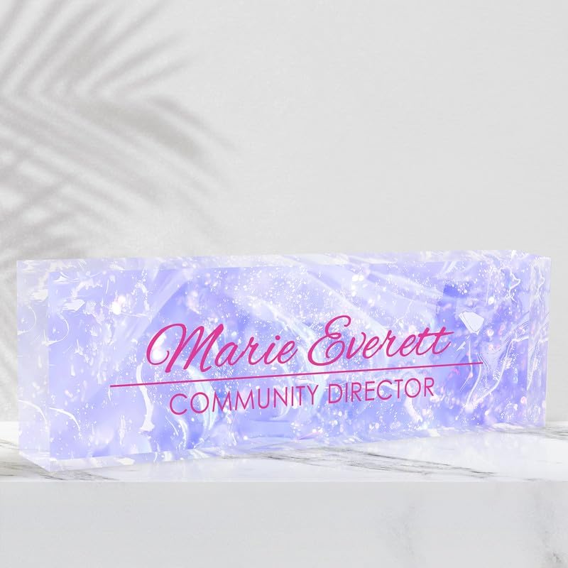 Desk Name Plate Personalized Name Plate for Desk, Office Desk Decor, 3D Style Personalized Plaque Name Plates for Desks Custom Appreciation Gifts for Boss Lady Employee Coworkers (Amethyst) by Ueedklaayy