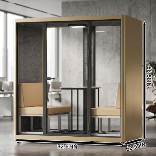 Soundproof Office Pod with 4 Person Gold Frame (Gold) - Image 2