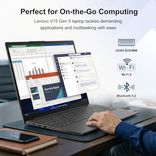 Lenovo V15 Gen 5 15.6" FHD Business Laptop, 12GB DDR5 RAM, 1TB Storage, Intel Core i3 6-core CPU, W11 Pro, Ethernet RJ-45, AI Copilot Key, Webcam w/Shutter, Security Chip Discrete TPM 2.0, Black - Image 3