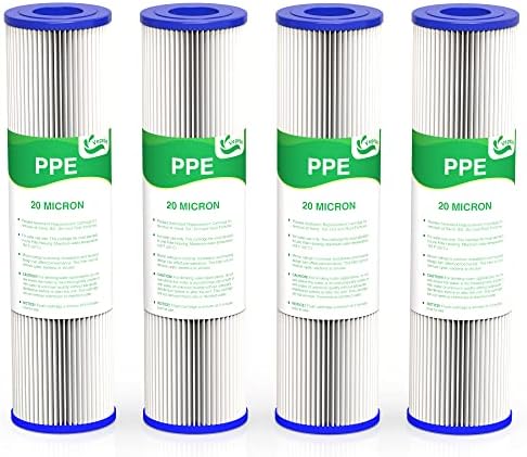 20 Micron Water Filter 10" x 2.5", Pleated Sediment Filters, 4-Pack by Vegebe