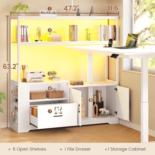 SEDETA 57" L Shaped Standing Desk, Sit Stand Office Desk with Storage Hutch - Image 3