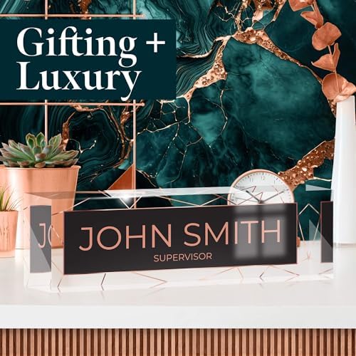 Desk Name Plate Personalized, Custom Name Plates 2½/x8 Inches, Thick Crystal-Clear Acrylic, Gift Box, Office Desk Decor. USA Made by ACRYLUXE (Acry) - Image 3