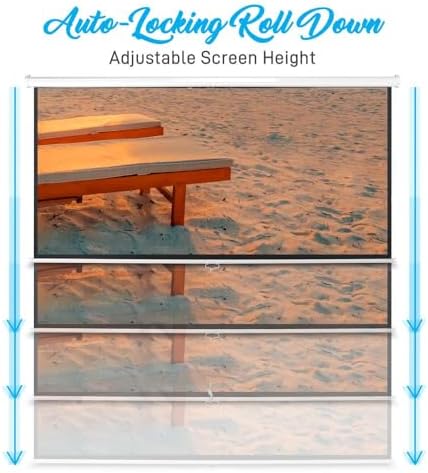 Pyle Manual Pull Down Projector Screen - Universal 100-inch Roll-Down Retractable Manual Screen w/ Auto-Locking, Adjustable Screen Height, Black Masking Border -Home PRJSM1006 - Image 3