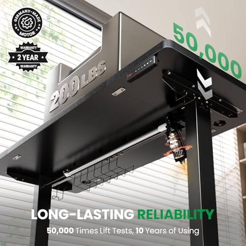 Black 47x24 in Electric Standing Desk, 0.8 Inch Thick Tabletop - Image 4