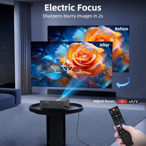 FUDONI Smart WiFi6 Bluetooth Projector, Built-in Apps, Electric Focus - Image 5