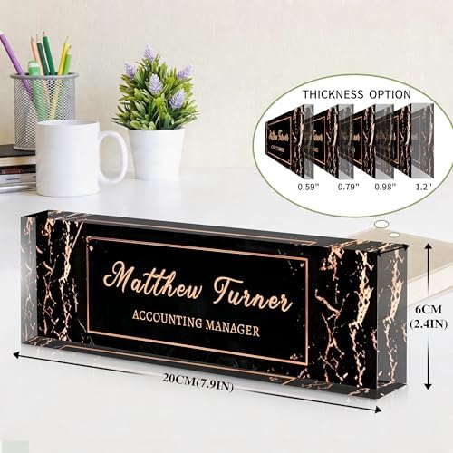 Custom Name Plate for Desk, Acrylic Desk Name Plate Personalized, Employee Appreciation Gifts, Office Desk Accessories for Women Men Teacher Nurse, Coworker Gifts for Manager Assistant (BlackRose) - Image 4