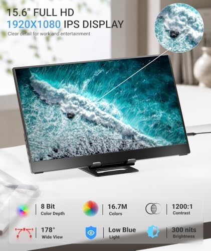 Ingnok Portable Monitor for Laptop,15.6 Inch USB C Screen Extender - Image 6