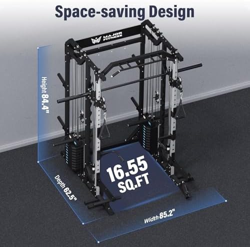 Major Fitness Drone2 Advanced Training Smith Machine – All-in-One Home Gym Squat Rack with Aluminum Pulley Set, Weight Bar, Dual LAT Pull-Down Systems & Cable Crossover Machine for Full-Body Workouts - Image 6