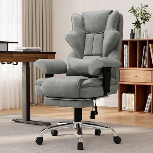 Executive Office Chair with7-Point Massage Heated, Footrest, Gray - Image 2