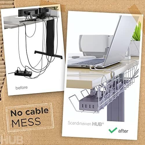 Compact Under Desk Cable Tray Organizer – Wire Management Set, White (2-Pack, 12") - Image 4