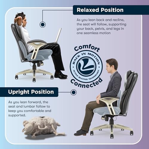Serta Ergonomic Home Office Chair Pivot Lumbar Support, Leather Desk Chair - Image 5