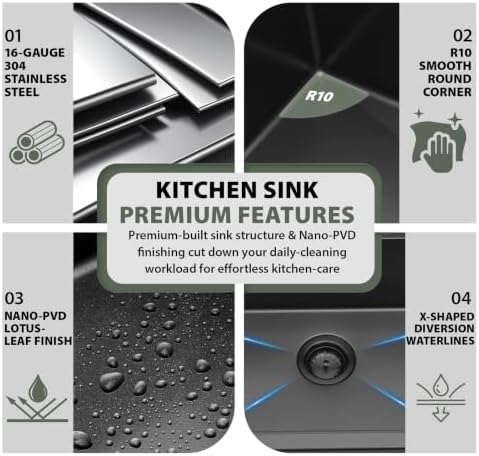 Mocoloo 33 Inch Matte Black Undermount Kitchen Sink Workstation - Image 7