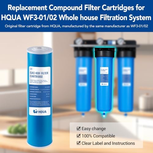 Whole House Compound Replacement Filter Cartridge, WF-GK20BB, Fit for WF3 Series, GAC+KDF, Kinetic Degradation Fluxion, Granular Activated Carbon - Image 2