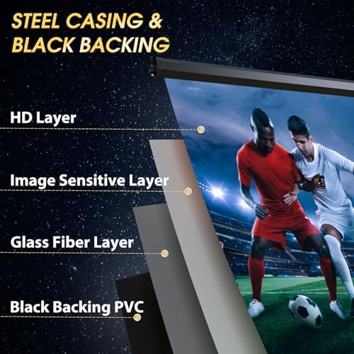 Aoxun 140 Inch Pull Down Projector Screen, HD 4K 16:9 Motorized Retractable Projector Screen for Indoor and Outdoor with Remote Control, Manual Projection Screen for Home Theater or Office, Black - Image 4