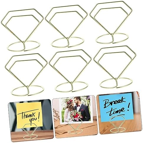 Vaguelly 10pcs Diamond Shaped Table Number Holders, Gold Carbon Steel - Image 2