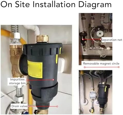 WALFRONT Magnetic Boiler Filter Magnetic Separator Brass Wall Mounted Boiler Magnetic Filter Floor Heating Filter 3/4 Inch Connector - Image 3