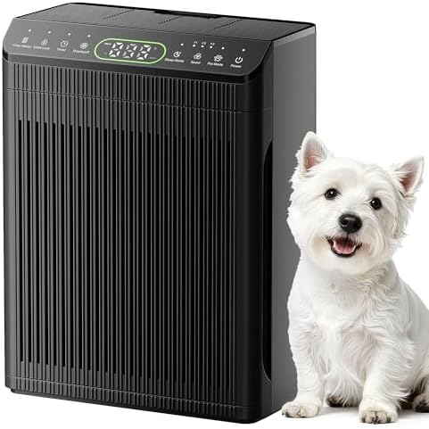 Air Purifier for Home Pet Up to 2200Ft² Pre-Filter Washable Black by Evalit