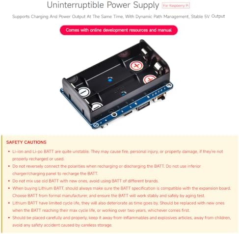 Waveshare UPS HAT (D) for Raspberry Pi, Supports 21700 Li Battery (NOT Included), 5V Uninterruptible Power Supply, Pogo Pins Connector, Supports Charging and Power Output At The Same Time - Image 3