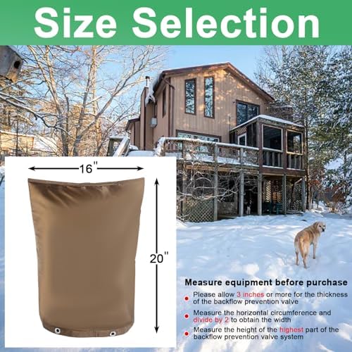 Backflow Preventer Insulated Cover (5˚F) Thick 6-Layer Fabric Pipe Insulation Cover (UV Coated) Winter Freeze Protection,for Water Well Pump Covers and Sprinkler Valve Covers (16" W X 20" H) - Image 4
