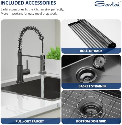 Sarlai Laundry Sink with Faucet Black Drop In Kitchen Sink Utility 12" Deep - Image 6