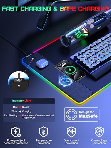 Wireless Charging RGB Gaming Mouse Pad, Desk Pad for MacBook, PC, Laptop - Image 2